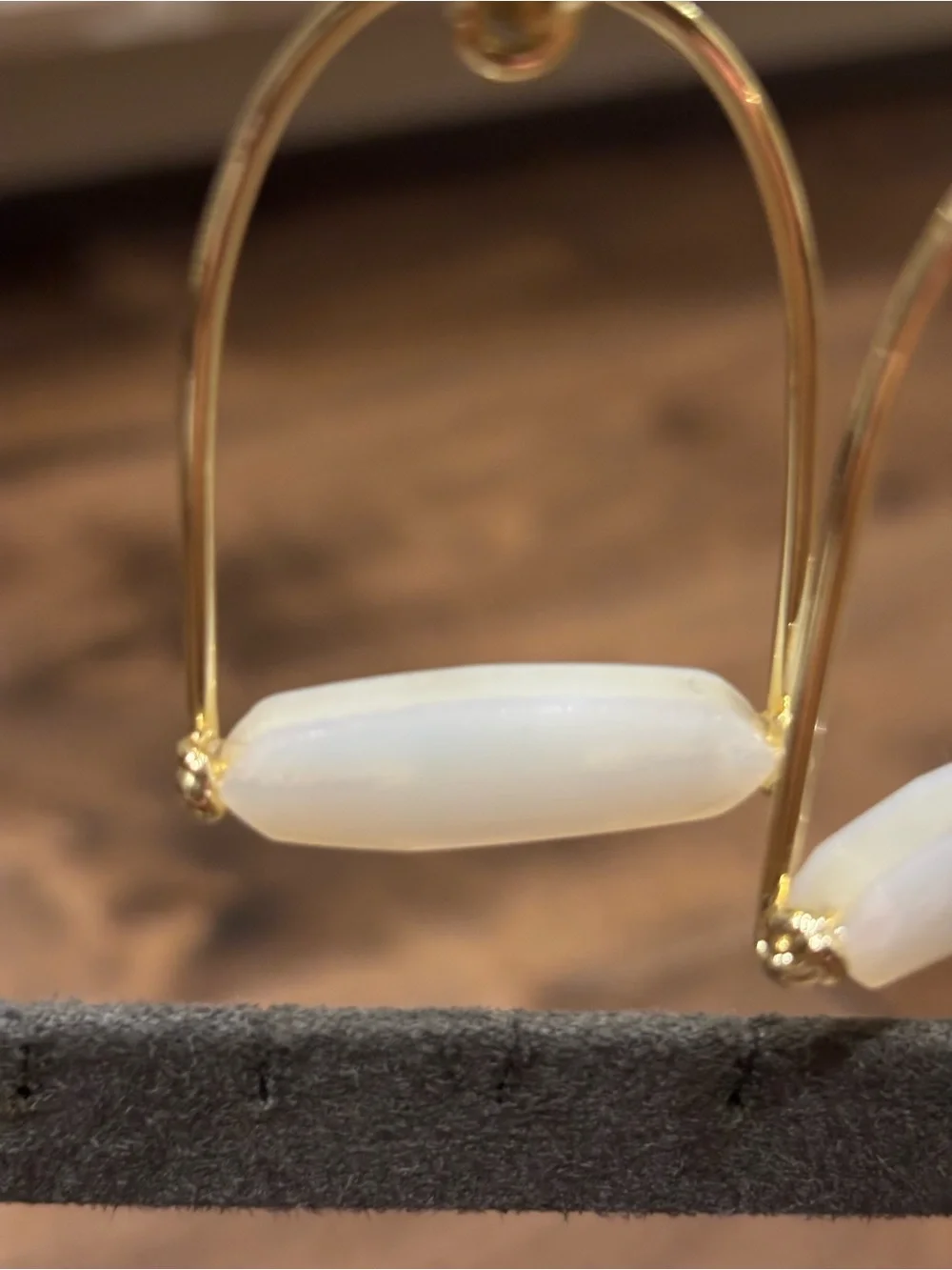 Kendra Scott Gold Hoop Drop Earrings with White Stone Accent